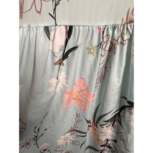 Lt Blue Floral Dress Small Midi Pocket Lightweight Oversized Boho Chic - Picture 11 of 12